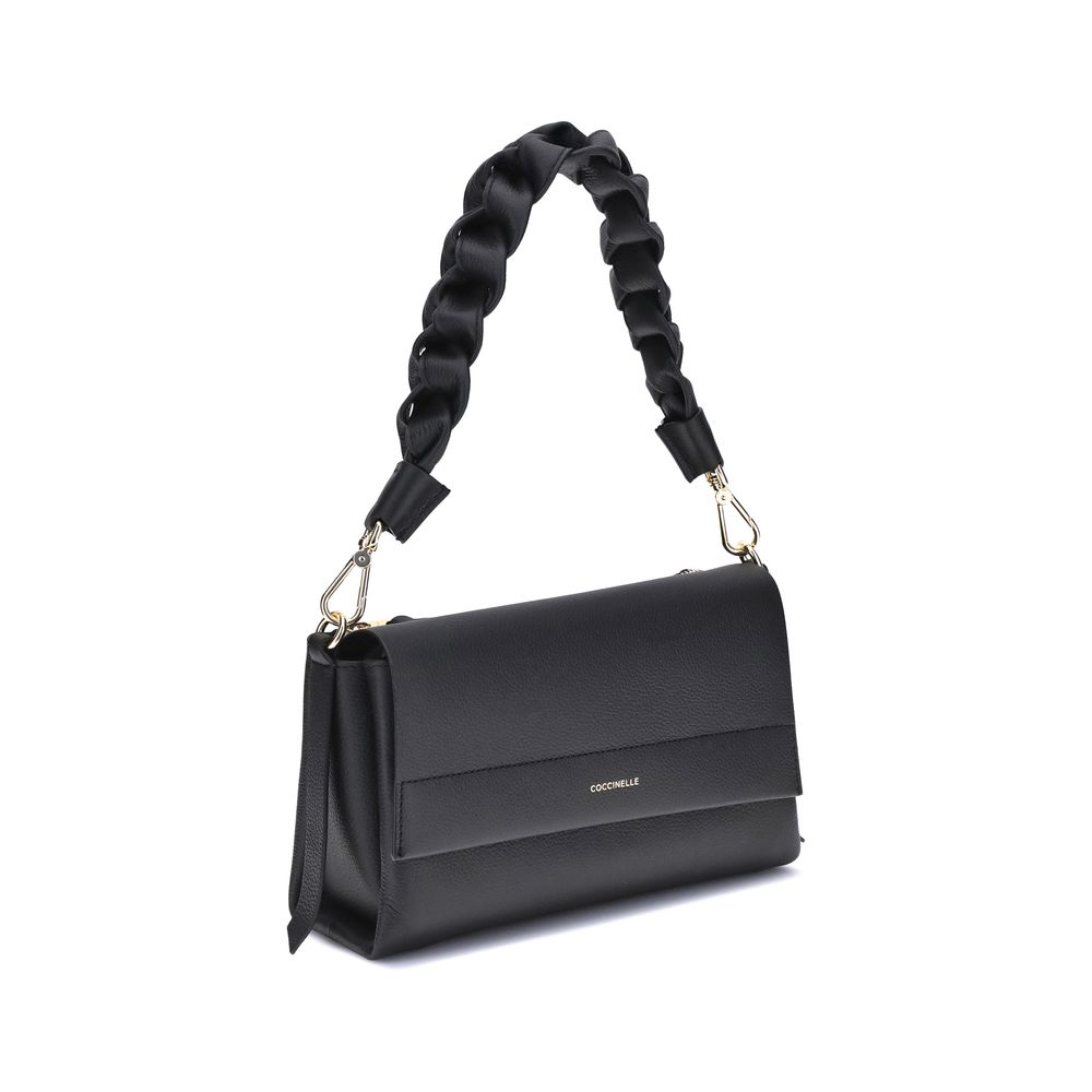 Coccinelle Schwarze Kalbshaut Bos Taurus Schultertasche